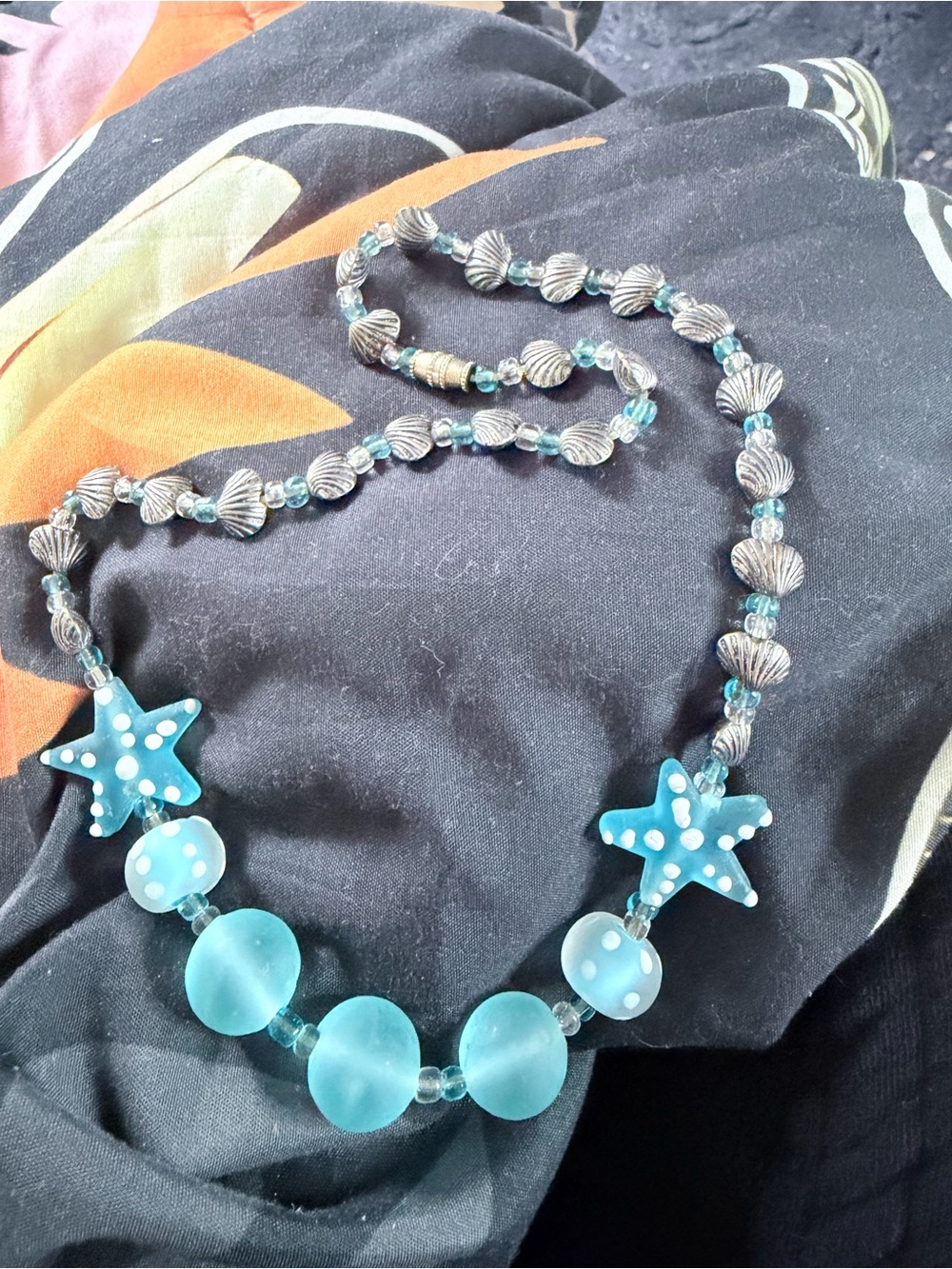 Mermaid Turquoise Starfish Glass Bead Necklace - Women Jewelry